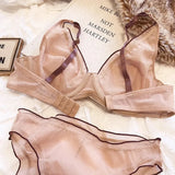 Elegant French Design Minimizer Bra Fashion Triangle Cups Structural Support Ultra Thin Soft Mesh Lingerie Set MOYISU Sexy Tushy