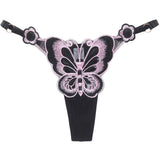 Butterfly Lace Thong for Women Low Waist G-String Transparent Mesh Panties Sexy Embroidered Briefs Adjustable Waist Culotte Femm