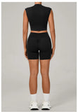 Naked Yoga Sets Women Quick Drying Slim Sports Shirt Fitness Suit Outdoors Sport High Waist Shorts Tight Running Workout Clothes