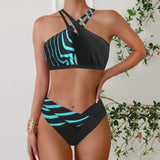 Women's Plus Size Triangle Halter Cross Back Bikini Set - European American Style Separable Swimsuit