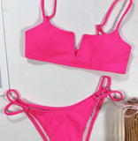 4 Colors Sexy Bikini Women Swimwear Swimsuit Small V-neck Solid Beach Bikinis Set Bathing Suit Female Stroje Kapielowe Damskie