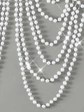 Luxury Pearls Chain Halter Hollow Out See Through Bikini Top Female Swimsuit Women Swimwear Bather Bathing Suit Swim Beach Top