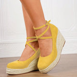 2025 Comfy Walk Big Size 43 Summer Bohemian Espadrilles Platform Pumps Cross Strap Chunky High Heels Wedges Shoes Women