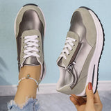 Fashion Lace Up Thick Bottom Sneakers for Women 2025 Zipper Decor Platform Sneakers Shoes Woman Non Slip Plus Size Sports Shoes