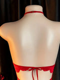 Transparent RedWomen Open Bodysuit Crotchless Sexy Temptation Adult Erotic Lingerie Teddy Body Suit Pajamas V-neck Hot Underwear