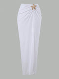 Vintage Black White Long Skirt Swimwear Sets Women Deep V Neck Starfish Hollow Out Bathing Suit Holiday One Piece Swimsuit 2026