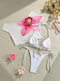 DEKA Flower Printed Short Sleeve Bikini Female Swimsuit Women Swimwear Three-pieces Bikini set Bather Bathing Suit Swim