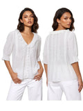 Women's Summer Blouse Solid Color Ruffle Flounce V Neck Short Sleeve Button Down Tops Casual Loose Shirts