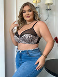 Women's Oversized Underwear With Pull-up And Anti Sagging Black Leopard Print Lace Design Suitable For Plump Women XL-4XL A2551