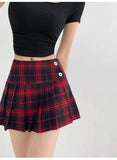 American Style Retro Low Waisted JK Plaid Pleated Skirt Women 2026 Summer New Spicy Girl Wrap Hip Slim A-line Ultra Skirt YOQG