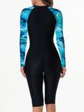 2026 Zipper Rushguard Long Sleeve Surfing Swimsuit Women One Piece Tie Dye Swimwear Female Bather Bathing Swimming Swim Suit XXL