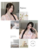 Women's padded pajamas spring and summer three-piece silk home clothes can be worn outside