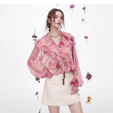 Ladies French ruffled chiffon shirt spring new temperament top