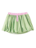 Women's Summer Mini Skirts Elastic Band Bubble Plaid Print Skirt for Daily, Travel, Parties