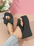 11cm Wedge Flip Flops Sandals For Women Summer Platform Shoes Cute Bow Light Weight Girls Sexy High Heels Fashion Beach Slippers