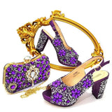 Doershow beautiful Italian Shoes And Bag Sets For Evening Party With Stones Italian Leather Handbags Match Bags! 21-2
