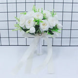 White Rose Wedding Bouquet – Handmade Silk Bridal Flowers