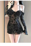 Hot spring swimsuit women's highend skirt style two-piece set sexy pure desire steel holder gathering slimming vacation swimsuit