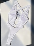 Deep V Neck Criss Cross Backless One Piece Swimsuit Women Thong Swimwear Female High Leg Cut Monokini Bather Bathing Suit Swim