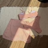 With Skirt Wrinkled Bandeau Bikini Female Swimsuit Women Swimwear Three-pieces Bikini Set Metal Ring Bathing Suit Swim Beachwear