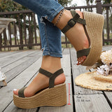 2026 Summer Chunky Platform Sandals Women Plus Size 43 Wedge High Heeled Sandals Woman Ankle Strap Thick Bottom Sandalias Mujer