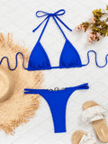 DEKA New Sexy One-shoulder Bikini Female Thong Swimsuit Women Diamond Swimwear Two-pieces Bikini Set Bather Bathing Suit Swim