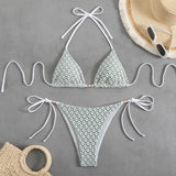 2026 Halter String Bikinis Sexy Triangle Swimsuit Women Plaid Swimwear Female Bathers Bathing Swimming Swim Suit Beachwear