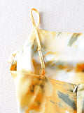 Foridol Waist Cut Out Criss Cross Sexy Summer Tie-dyed Midi Dress Ladies Elegant Beach Boho Slip Long Dress Sleeveless Sundress