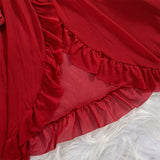Ultra Sexy Lingerie Women Lace SeeThrough Nightdress Erotic PajamasSolid Soft Slim V Neck Sleepwear Summer Dress & Thong Kit
