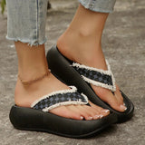 Fashion Design Wedge Heel Flip Flops Women Comfortable Clip Toe Platform Slippers Woman 2026 Printed Thick Bottom Sandals Female
