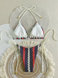 XS - L Mesh Knitted Rope Halter Brazilian Bikini Women Swimwear Female Swimsuit Two-pieces Bikini Set High Cut Bathing Suit Swim