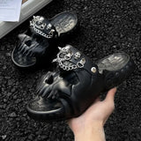 New Personalized Skull Design Men Slippers 2024 Summer Outdoor Fun Slides Thick Bottom of Beach Non-slip Leisure Women Sandals