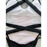 Sexy Splicing V Neck Cross Back Women Swimwear One Piece Swimsuit Female High Leg Cut Monokini Bather Bathing Suit Swim V5261