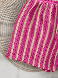 3PCS With Shorts Stripe Halter Fishnet Bikini Women Swimwear Female Swimsuit Three-pieces Bikini Set Bathing Suit Swim Beachwear