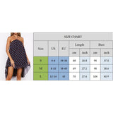 Women Summer Fashion Mini Dress Halter Neck Sleeveless Dot Print Backless High Low Hem Flowy Dresses