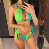 8 Colors Diamond Rhinestones Splicing Bikini Women Swimwear Female Swimsuit Two-Pieces Bikini Set Bather Bathing Suit Swim V5132