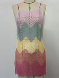 2025 New Colorful Hollow Out Crochet Knitted Tunic Beach Cover Up Cover-ups Beach Dress Beach Wear Beachwear Female Women K6522