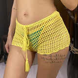 17 Colors Bikini Bottom Hollow Out Mini Shorts Swim Brief Women Swimwear Female Bather Brazilian Tanga Panties Underwear V7011