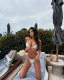 Bikini 2025 Sexy Women Swimsuit Push Up Swimwear Female Beads Biquini Halter Bathing Suit Summer Bodysuit Beachwear