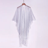 Sexy Fringe Tassel Mesh Sheer Shiny Knitted Tunic Beach Cover Up Cover-ups Beach Dress Beach Wear Beachwear Female Women V3321