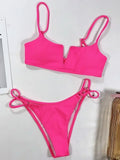 Ribbed Polka Dot Bikinis V-Bar Underwired Bikini Women Swimwear Female Swimsuit Two Pieces Bikini Set High Cut Bathing Suit Swim