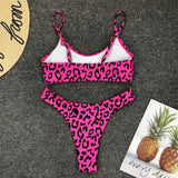 New S - XL Sexy Hot Pink Leopard Bikini Women Swimwear Female Swimsuit Two-piece Bikini set Bather Bathing Suit Swim Lady V871P