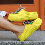 2025 Summer Women Slippers Cute DIY Flower Platform Sandals Casual Indoor Outdoor Clogs Beach Slides Female Home Garden Shoes