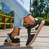 Mix Color Women's Autumn Sneakers Fashion Splicing Flat Heel Vulcanized Shoes Female Lace-Up Non-Slip Pu Leather Casual Shoes