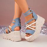 Cross Band Chunky Platform Sandals Women 2025 Summer Thick Sole Wedges Rome Sandles Woman Super High Heel Gladiator Sandalias 43