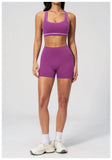 Summer New Color Contrast Yoga Set Women Tight I-shaped Back Sports Bra Versatile Fitness Suit High Waist Shorts Workout Clothes