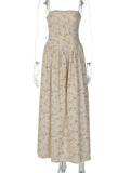 FDYOUI 2026 Summer Spaghetti Strap A-line Floral Vacation Dress for Women Elegant High Waist Tunics Long Party Evening Dresses