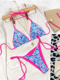 2026 Sexy Bikini Triangle Halter Floral Print Swimwear Swimsuit Women Bikinis Set Bathing Suit Beach Bikini Trajes De Bano Mujer