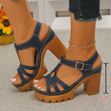 Ankle Buckle Thick High Heels Sandals Women Summer Plus Size Platform Rome Sandals Woman 2026 Super High Heeled Sandalias Mujer