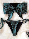 Sexy Printed Bow Knotted Bandeau Bikini 2026 Women Swimsuit Female Swimwear Two Pieces Bikini Set Tie Push Up Bathing Suit Swim
